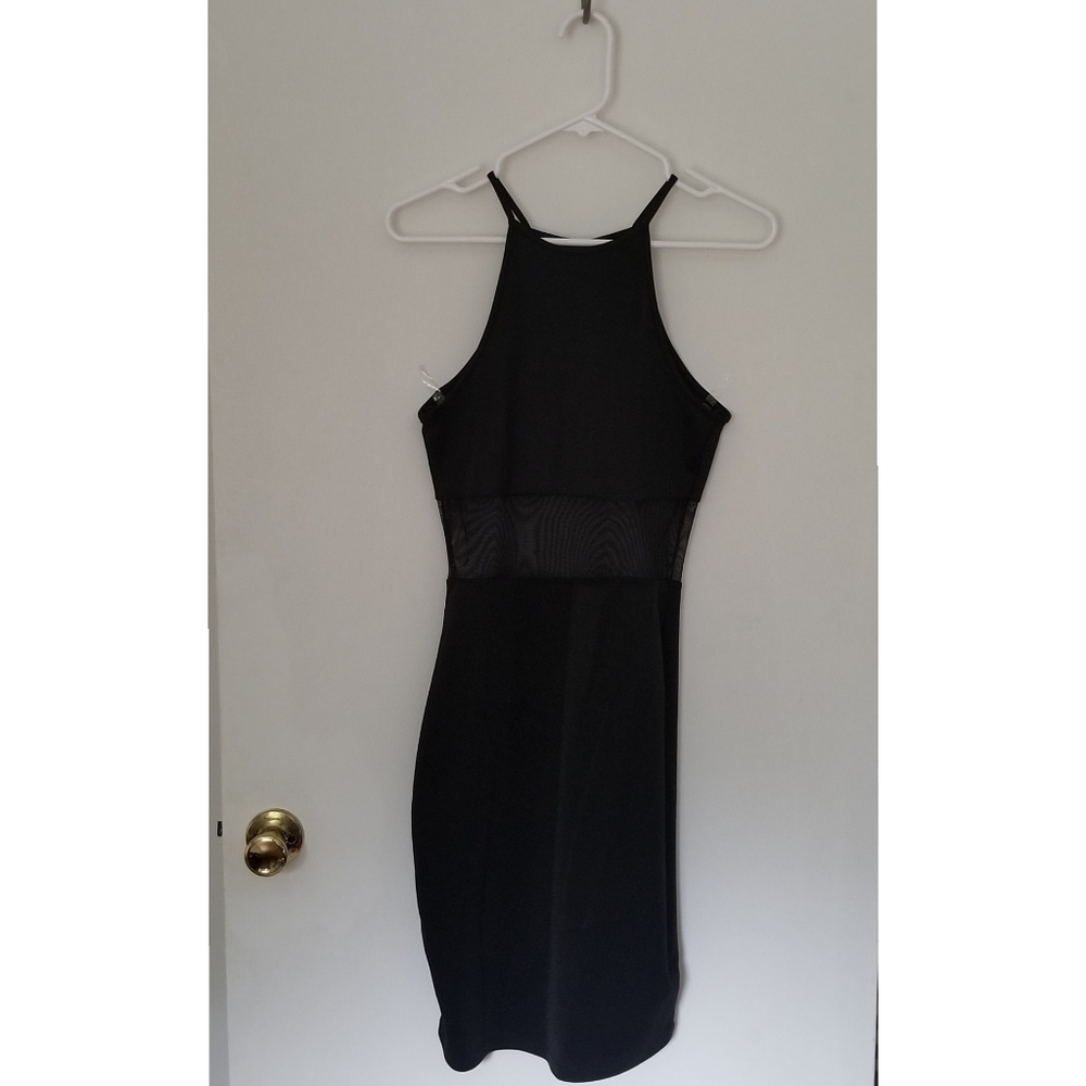 Scuba Midi Dress with Mesh Cutout